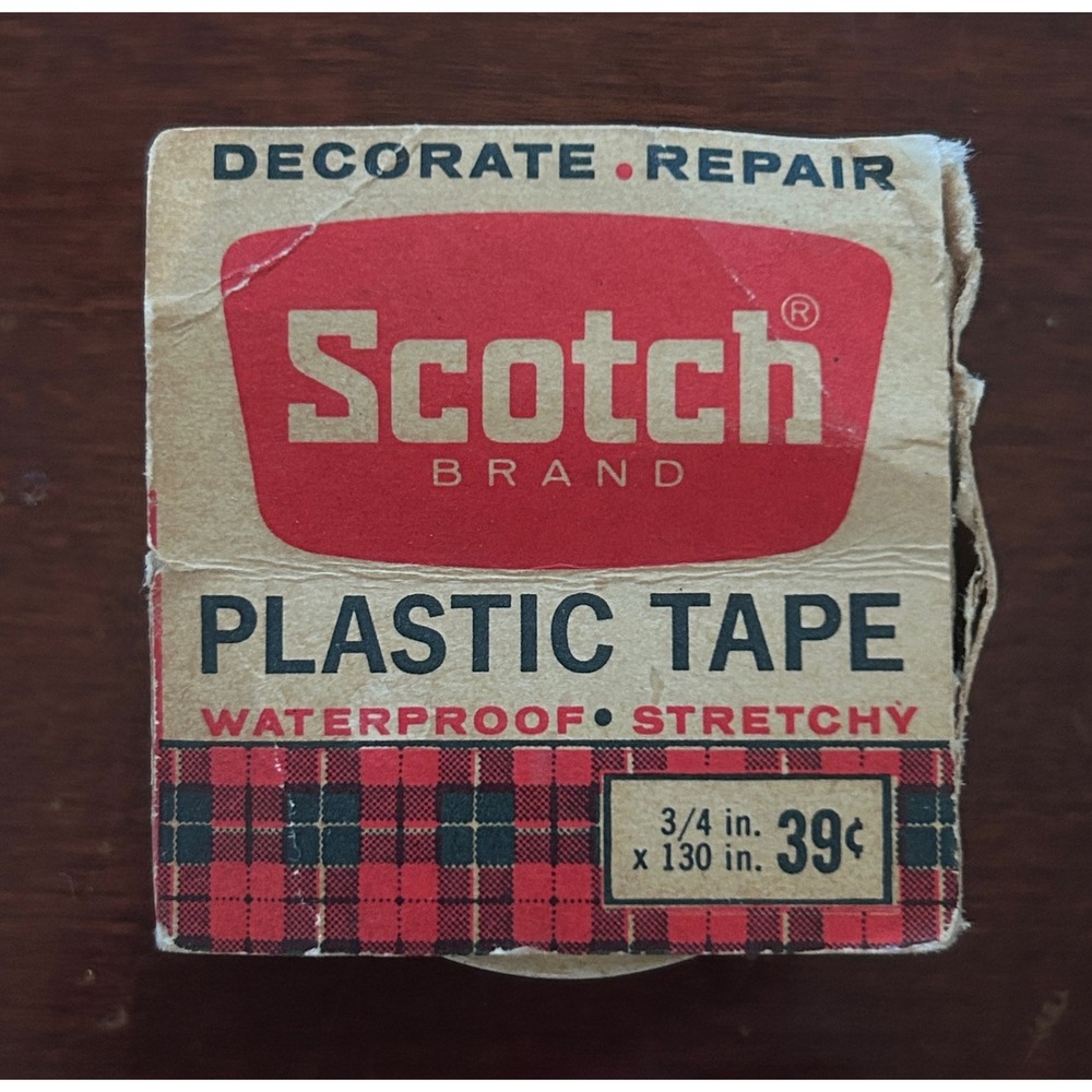 Scotch Plastic Tape 3/4 x 130 in White Fair Vintage Mid Century Retro Movie set